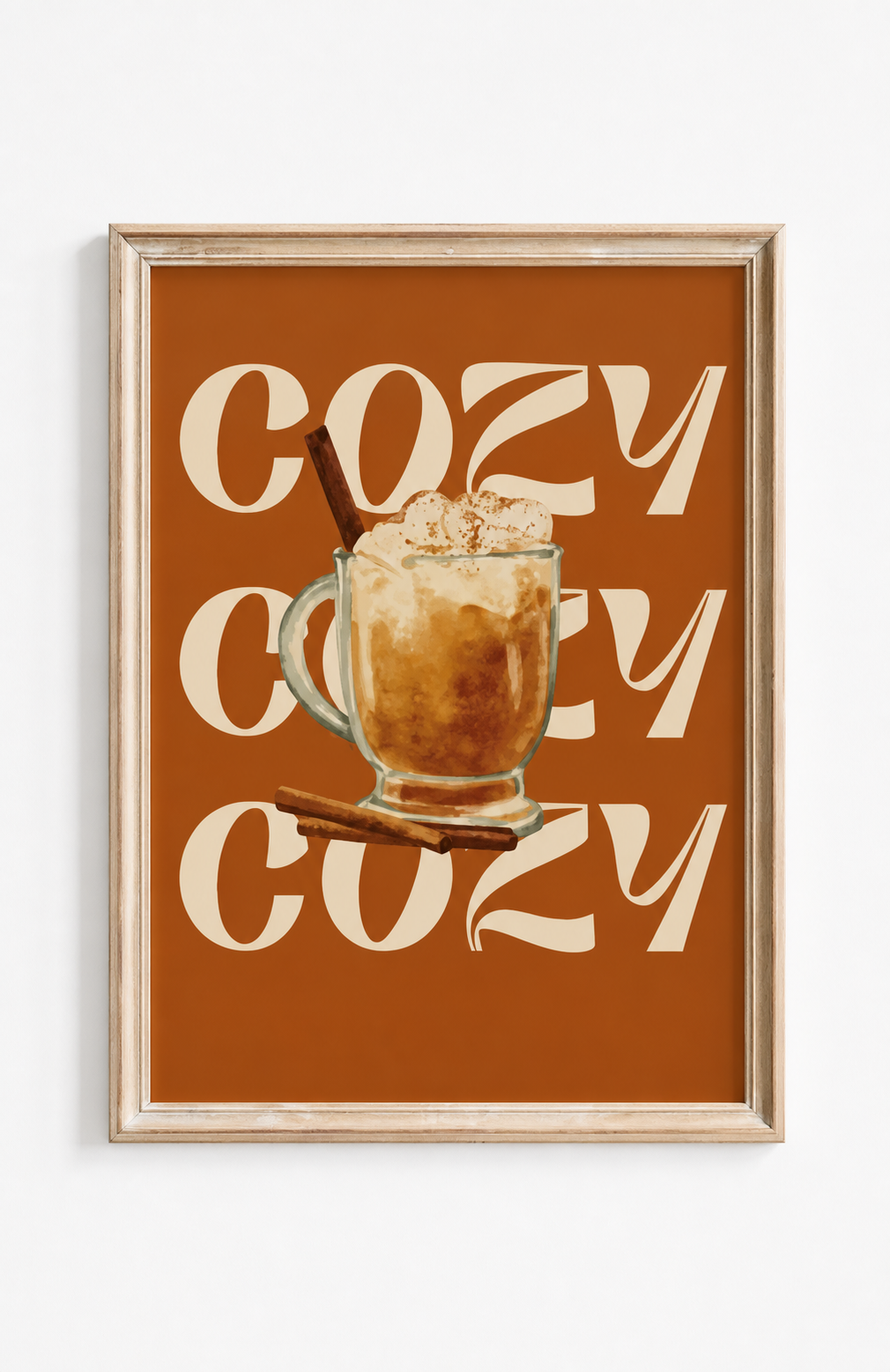 Cozy Autumn Drink Poster mit warmem Getränk und Zimt