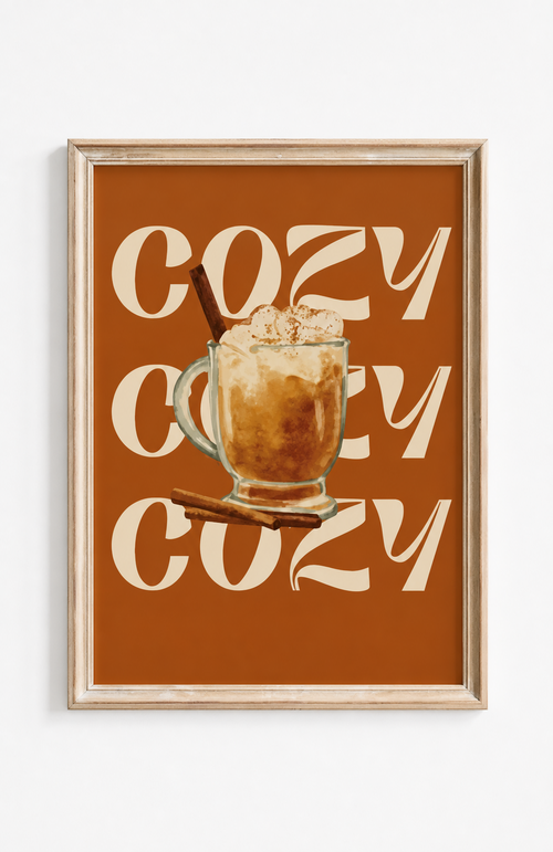 Cozy Autumn Drink Poster mit warmem Getränk und Zimt