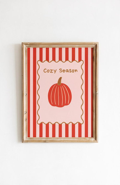 Cozy Season Pumpkin Poster in Rosa und Rot